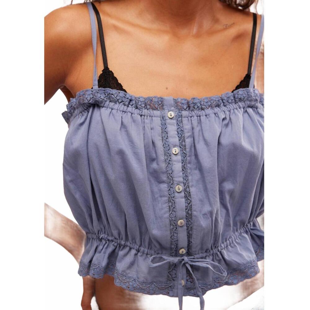 NEW FREE PEOPLE wistful daydream pull on tube top in faded denim - Picture 3 of 6